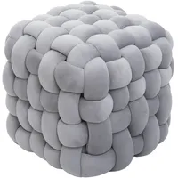 Mendler Hocker HWC-Q48 Samt 39 x 39 x 39 cm Dunkelgrau