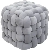 Mendler Hocker HWC-Q48 Samt 39 x 39 x 39 cm Dunkelgrau