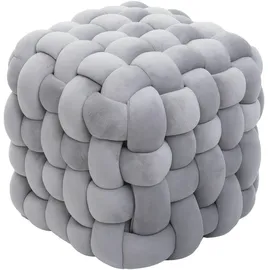 Mendler Hocker HWC-Q48 Samt 39 x 39 x 39 cm Dunkelgrau