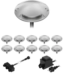 ledscom.de LED Boden-Aufbau-Leuchte Bunda, 2-flammig, für außen, befahrbar, warm-weiß, 11er Set