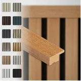 Hexim Wanddekoobjekt APAH09 (Abschlussleiste 137,5x2,7cm passend für unsere Akustikpaneele - flexible Lamellenwand Holz MDF Wandpanelee Lamellenverkleidung Wandverkleidung (1 Abschlussleiste Teak - APAH09) braun