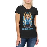 Urban Backwoods Print-Shirt Anime Comwboy Cheerleader Girl Damen T-Shirt American Football (1-tlg) Rockabilly Texas Blue Team schwarz 2XL