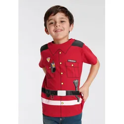 T-Shirt KIDSWORLD "FEUERWEHR", Jungen, Gr. 128/134, rot, Jersey, Obermaterial: 100% Baumwolle, bedruckt, Basic, Basic, Rundhals, Kurzarm, Shirts, Kurzarm, Basic-Passform, bedruckt, Rundhalsausschnitt