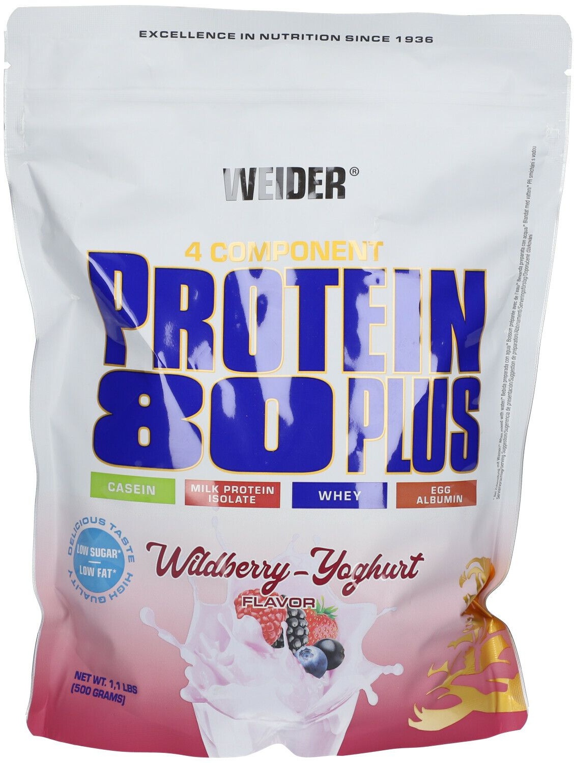 WEIDER® PROTEINE 80 PLUS FRUITS DE FORÊT - YAOURT 500 g Poudre