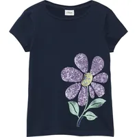 S.Oliver Ausgestelltes T-Shirt mit Frontprint und Pailletten Navy 92/98