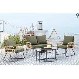 Happy Home Rattan-Gartenset 5-tlg. Grün