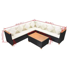 vidaXL Polyrattan Lounge-Set schwarz/cremeweiß
