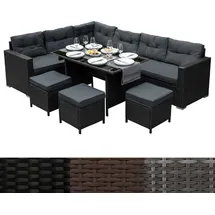 MonsterShop Polyrattan Gartenmöbel Set Schwarz