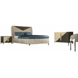 JVmoebel Schlafzimmer-Set, Schlafzimmer 3 tlg. Set Bett 2x Nachttisch Konsole Betten Doppel beige|braun