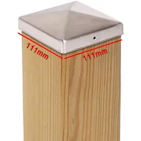 6 x PFOSTENKAPPE PYRAMIDE 111 x 111 MM EDELSTAHL