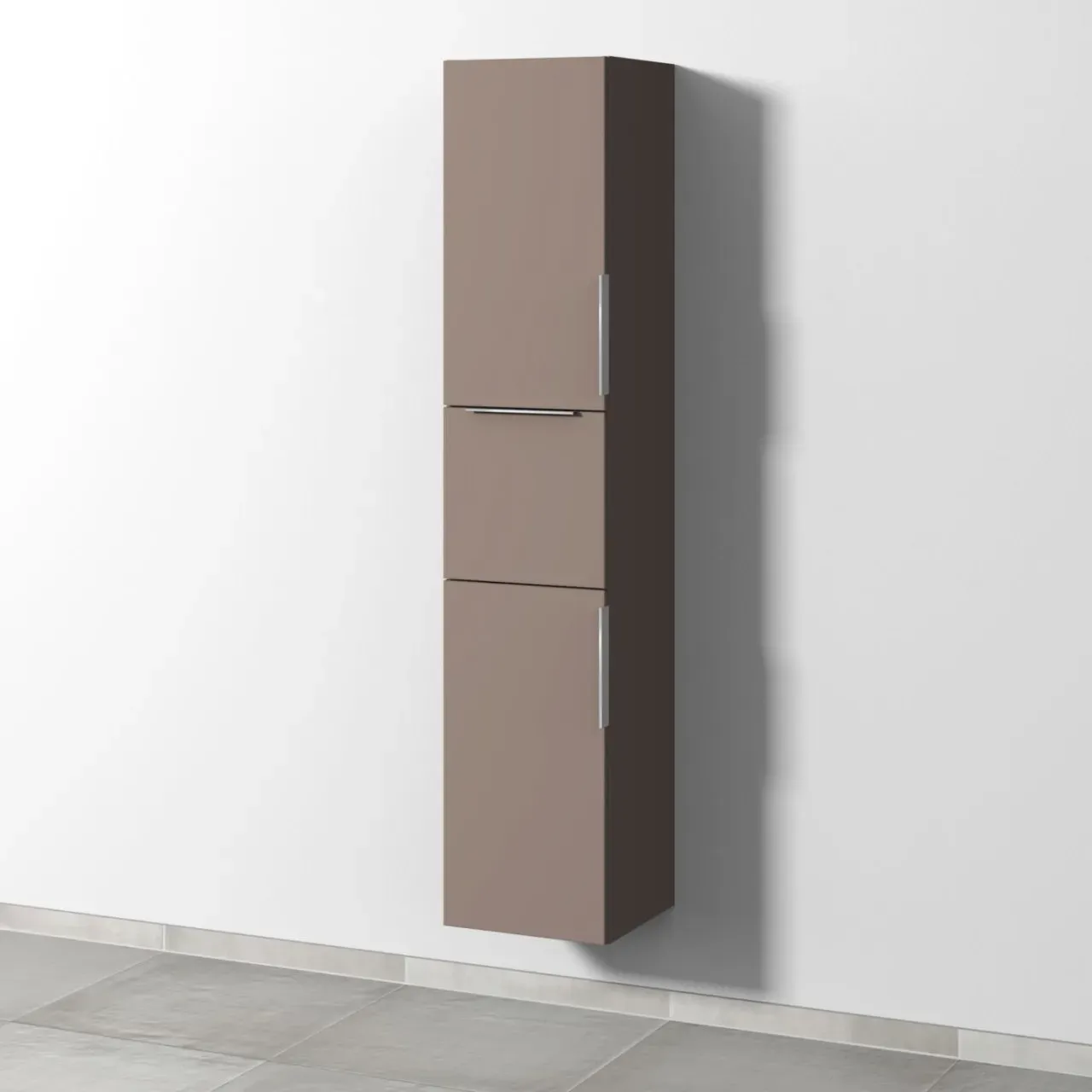 Sanipa 3way Hochschrank mit 2 Türen und 1 Auszug, Taupe-Matt UP1021T
