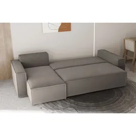 Fun Möbel Ecksofa Schlafsofa Sofa MARIS Stoff Grün Ottomane Links - Grün