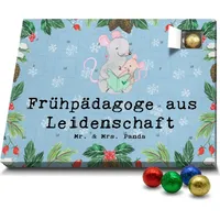 Mr. & Mrs. Panda Schoko Adventskalender Frühpädagoge Leidenschaft - Blau Pastell - Geschenk, Schokoladen Adventskalender, Ausbildung, Frühpädag... - Blau