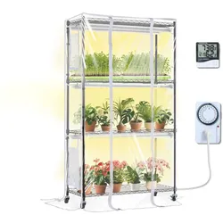 VEVOR Pflanzenständer Pflanzenregal 6xWachstumslichter 4 Ebenen 180W 90x35x150cm
