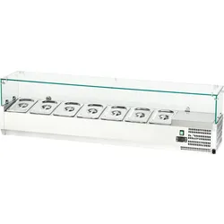 Stalgast Edelstahl-Kühlaufsatzvitrine für 7 x GN1/4, statische Kühlung