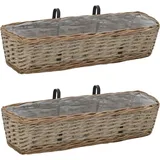 vidaXL Balkon-Blumentöpfe 60 x 18 x 13 cm braun 2 St.