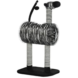 PawHut Kratzbaum mit Katzentunnel schwarz, weiß 48,5L x 35B x 93H cm