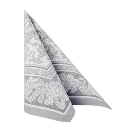 Papstar Servietten "ROYAL Collection" 1/4-Falz 40 cm x 40 cm grau "Ornaments"