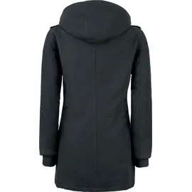 Black Premium by EMP Damen gefütterte schwarze Winterjacke mit abnehmbarer Kapuze und modischen Schulterklappen L - schwarz - L