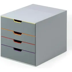 Durable Schubladenbox Varicolor 4, Formate bis DIN A4/C4, 4 farbige Schübe,