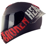 Broken Head Integralhelm BeProud Race Pro Carbon Rot + Schwarzes Visier