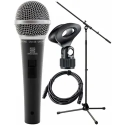 Pronomic DM-58 Vocal Mikrofon mit Schalter Starter SET inkl. Ständer+ Klemme + Kabel