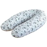 LOOLAY Schwangerschaftskissen - Stillkissen 170 cm - Seitenschläferkissen 100% Baumwolle - mit Abnehmbarem Bezug - Schwanger Kissen für Schlafen (Blumen Braun)