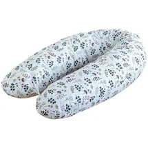 LOOLAY Schwangerschaftskissen - Stillkissen 170 cm - Seitenschläferkissen 100% Baumwolle - mit Abnehmbarem Bezug - Schwanger Kissen für Schlafen (Blumen Braun)