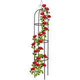Relaxdays Rankhilfe Obelisk, 200 cm hoch, Ranksäule für Kletterpflanzen, Metall, freistehend, Rosenkletterhilfe, schwarz,
