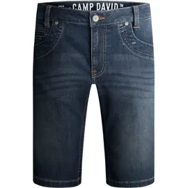 Camp David CAMP DAVID, Herren, Gr. 38, Kurz, tiefblau, Denim/Jeans, Material: 72% Baumwolle, 27% Polyester, 1% Elasthan, Zusatz: Enthält nichttextile Teile tierischen Ursprungs (Badge), unifarben, regular fit, Jeans Jeansshorts, mit Turn-Up Saum