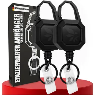 2 Stück robuste einziehbare Schlüsselanhänger, strapazierfähige ausziehbare Ausweishalter, langlebiges Schlüsselband mit Jojo-Funktion, starker Schlüsselhalter, praktischer Keychain mit Karabiner