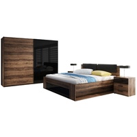 Helvetia Schlafzimmer-Set GALAXY, (Galaxy, 4-teilig), 530cm monastery eiche, schwarz Hochglanz, schwarz 4-teilig braun