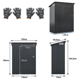 Costway Gerätehaus 1,5 x 0,91 m Dunkelgrau