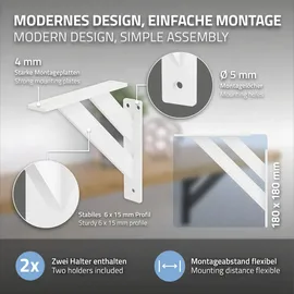 ML-Design 4 Stück Regalhalterung 18 x 18 cm Weiß Aluminium Schwebende