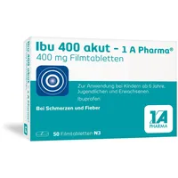 Ibu 400 akut – 1 A Pharma® | 50 Stk | Bei Schmerzen und Fieber | Mit Ibuprofen | Gut verträglich | Für Ihre Hausapotheke