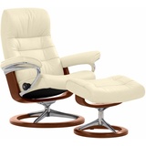 Stressless Hocker "Opal" Gr. B/H/T: 54 cm x 41 cm x 40 cm, Leder PALOMA, Signature Base Braun, weiß (vanilla) Stressless