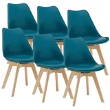[en.casa] Esszimmerstuhl Fläten Kunstleder Türkis 6er Set