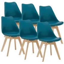 [en.casa] Esszimmerstuhl Fläten Kunstleder Türkis 6er Set