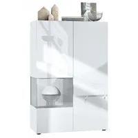 Vladon Vitrine, Hellgrau, 91.5x136.5x37 cm, Wohnzimmer, Wohnwände, Vitrinenschränke