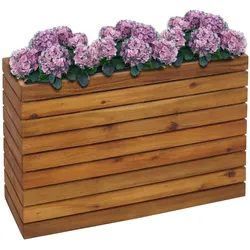 Pflanzkasten MCW-L21, Pflanzkübel Blumentopf Hochbeet, eckig 41x63x23cm Outdoor Akazie Holz MVG-zertifiziert, braun
