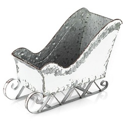 Metall-Schlitten, weiß-silber, 33 x 15 cm