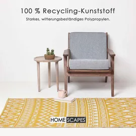 Homescapes Outdoor Teppich Anna 120 x 180 cm - Ethno-Muster, gelb-weiß