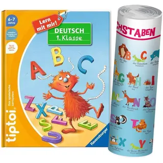 Ravensburger tiptoi ® Buch | Deutsch 1. Klasse - Mein Lern-Spiel-Abenteuer + ABC Buchstaben Lernen - Poster mit Tieren, Tip TOI, Schule, Lesen