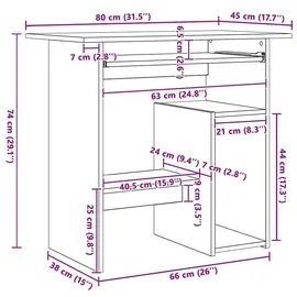 vidaXL Schreibtisch Weiß 80x45x74 cm Holzwerkstoff