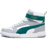 Puma RBD Game Jr Sneaker, White Malachite Cool Mid Gray Gold, 38.5