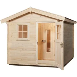 Saunahaus WEKA "Mikkeli", beige (natur), Saunaofen, externe Steuerung, 7,5 kW, Saunen, 7,5 kW-Ofen mit digitaler Steuerung