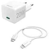 Hama Schnellladegerät mit Ladekabel Lightning USB-C PD 20W 1m weiß (201620)