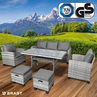 Polyrattan Garten Sitzgruppe DELIGHT-7  grau/anthrazit