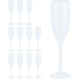 Relaxdays Sektgläser Kunststoff 12er Set, bruchfest, BPA-frei, Mehrweg Champagnergläser, Hochzeit, Camping, 150 ml, weiß