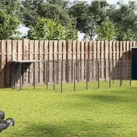 vidaXL Hundezwinger 4,4 m x 2,2 m x 1,1 m Stahl Schwarz